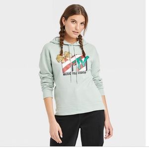 Women's MTV Holiday Hooded Graphic Pullover Sweatshirt